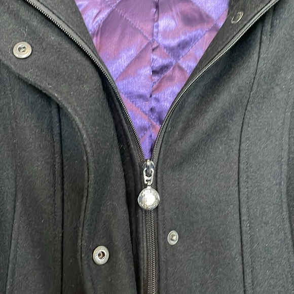 Women’s Calvin Klein Sz Small wool winter coat Removable hood zip & snap lined - Picture 6 of 11